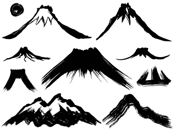 Mountain Volcano Mountain Hand Drawn Illustrations — Stock Vector