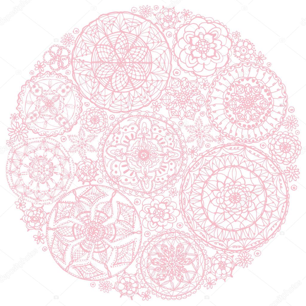 circle of round lace doilies.