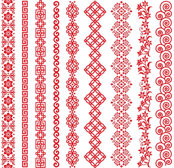 Set Van Chinese Stijl Randen — Stockvector