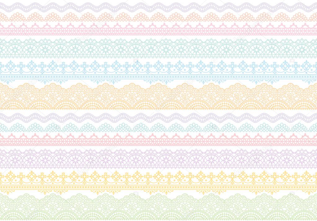 background of colorful lace trims.