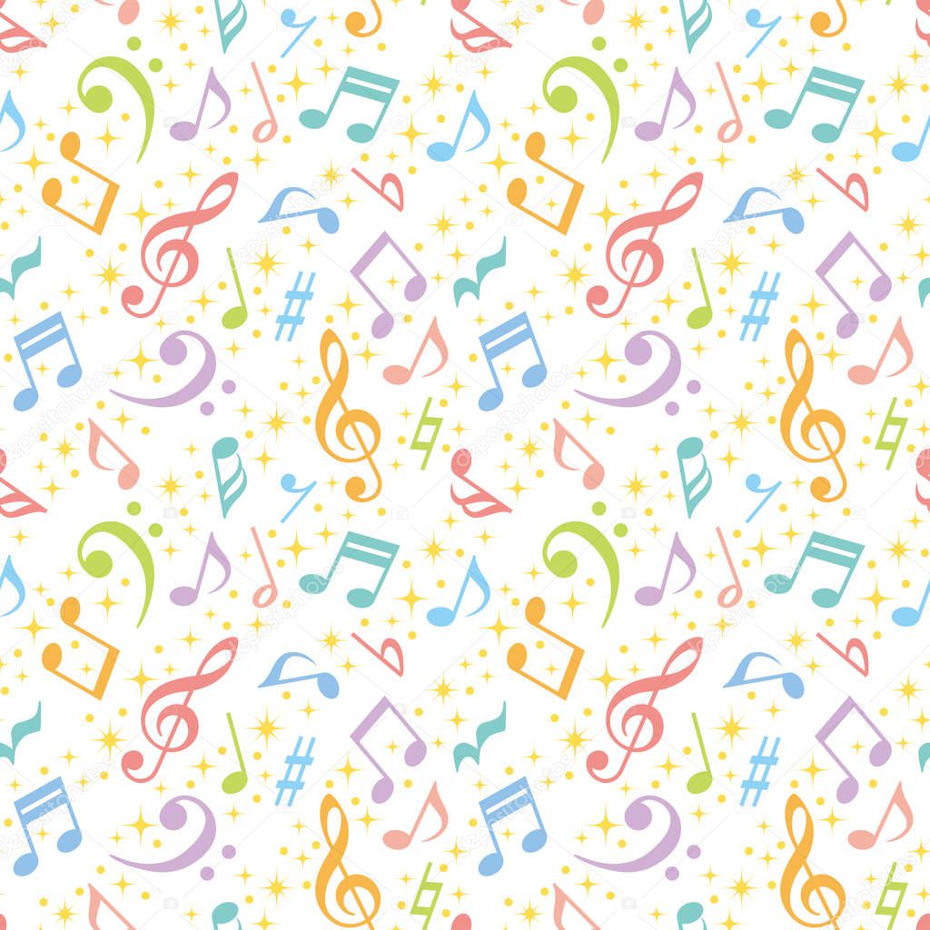 colorful music notes background.