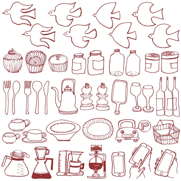 Set Knick Knacks Hand Drawn Illustrations — Stock Vector