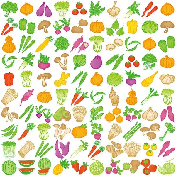 Collectie Van Verse Groenten Fruit — Stockvector