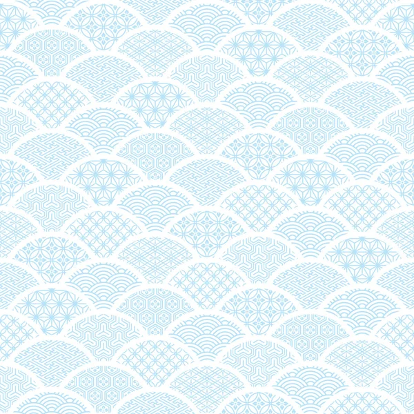 日本传统设计的蓝色波浪图案 — 图库矢量图片