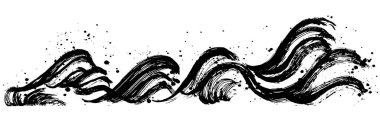 Dalga. fırça darbesi çizimleri.
