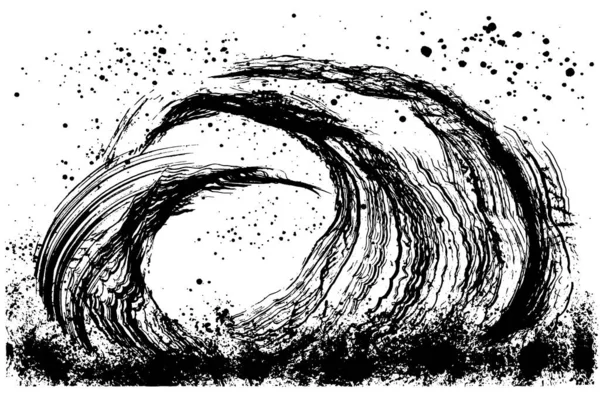 Wellenschlag Pinselstrich Welle Handgezeichnete Illustration — Stockvektor