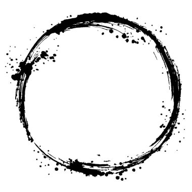 Çember kare. mürekkep sıçramalı fırça darbesi çemberi.