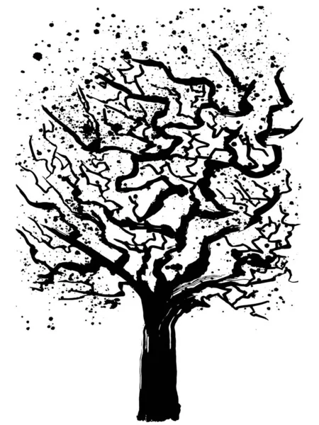 Arbre Illustration Coup Pinceau — Image vectorielle