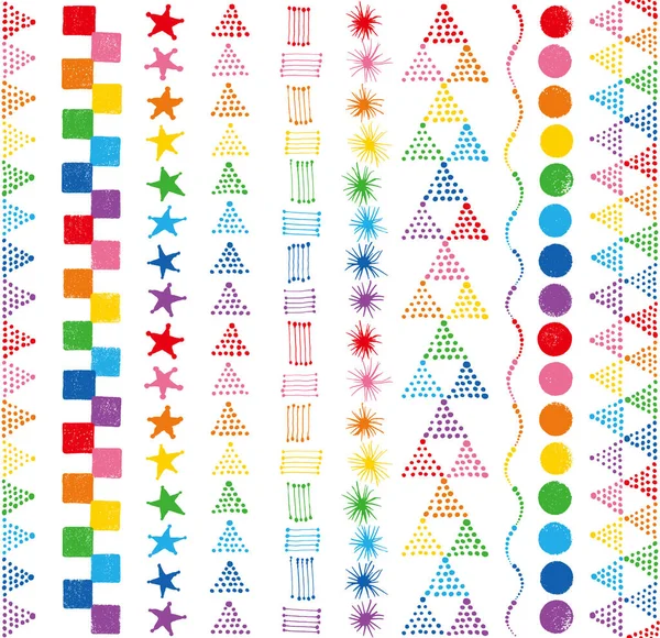 Set Rainbow Vertical Lines Hand Drawn Illustrations — Stock Vector