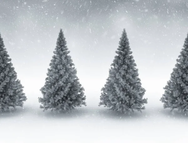 Winter background trees and falling snow — Stock Photo, Image