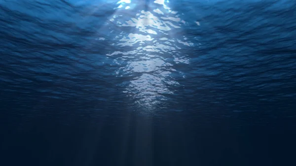 Sob raios de luz de água — Fotografia de Stock