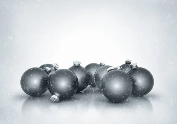 Christmas background baulbs and snow flakes — Stock Photo, Image