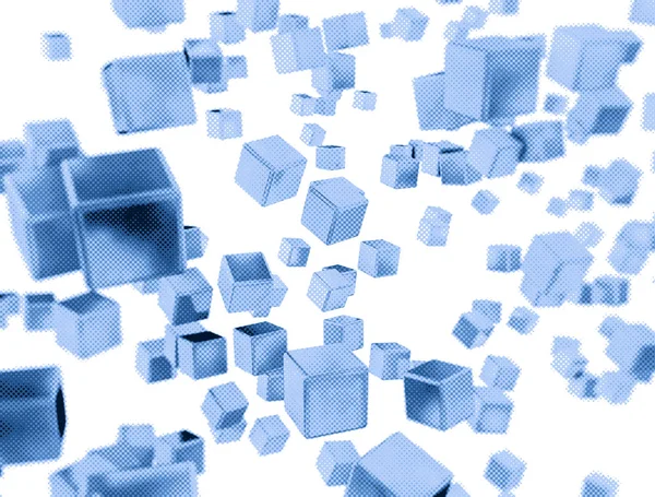 Dotted textures blue cubes — Stock Photo, Image