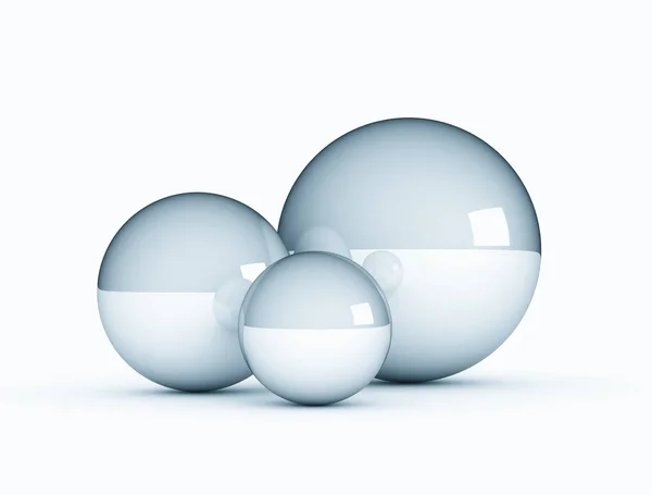 Três bolas brilhantes no fundo branco — Fotografia de Stock