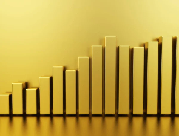 Golden oszlopdiagramon - részvényárfolyam grafikon — Stock Fotó