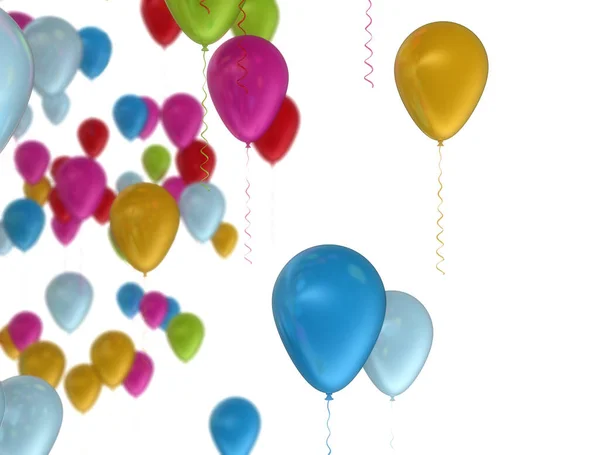 Colorful Balloons Flying White Background — Stock Photo, Image