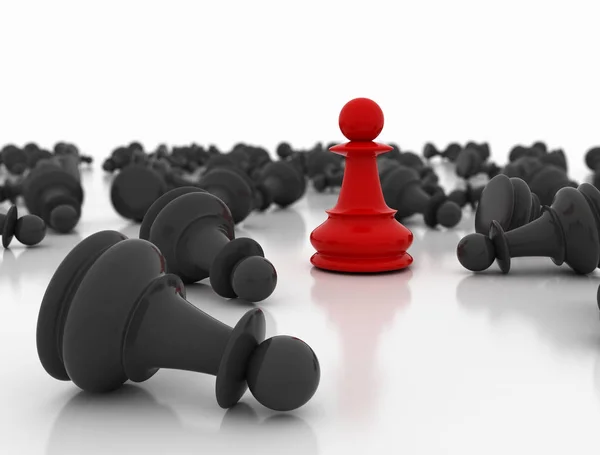 Red Chess Pawn Standing Business Conceptual Background Strategy — Stock Photo, Image