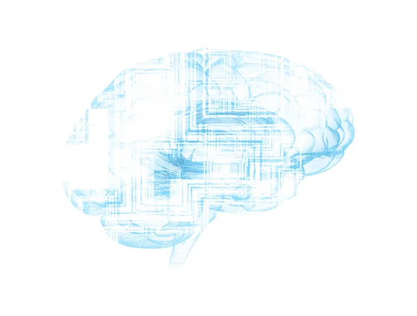 Cervello Umano Circuito Stampato Sfondo Bianco — Foto Stock