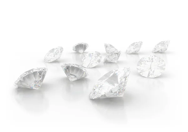 Diamantes Sobre Fondo Blanco Cerca — Foto de Stock