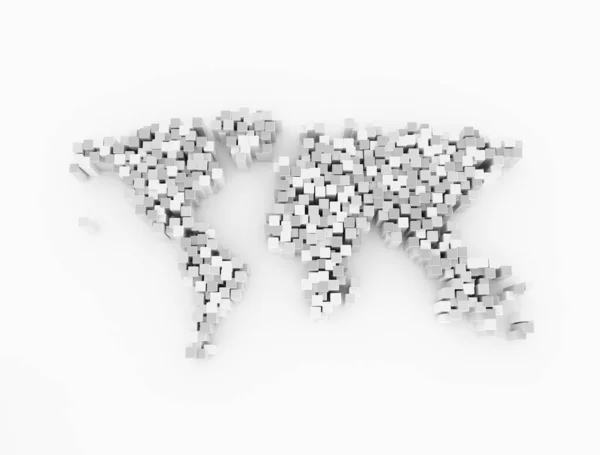 World Map Digital Made Cubes — Stock Photo, Image