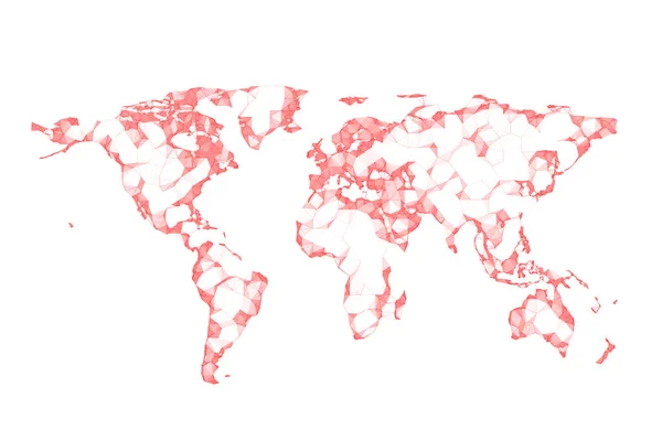 在白色背景上孤立的多边形世界地图 — 图库照片