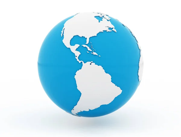 Blauer Globus Vereinigte Staaten Isoliert Auf Weißem Hintergrund — Stockfoto
