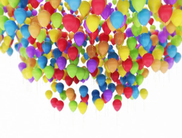 Большая Группа Разноцветных Шариков Празднования Дня Рождения Изолированные Белом Фоне — стоковое фото