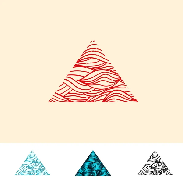 Estilo Japão Abstrato Oceano Água Triângulo Logo Design — Vetor de Stock