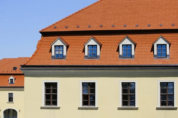 Modern Red Roof With Windows — Stock Photo, Image