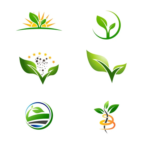 Landbouw boerderij Plant groeien Logo Set — Stockvector