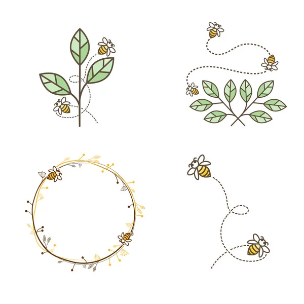 Ensemble de conception de logo abeille — Image vectorielle