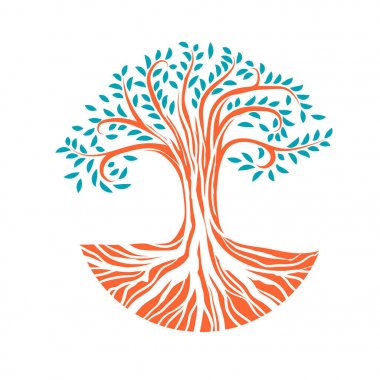 Yuvarlak ağaç kökleri ile