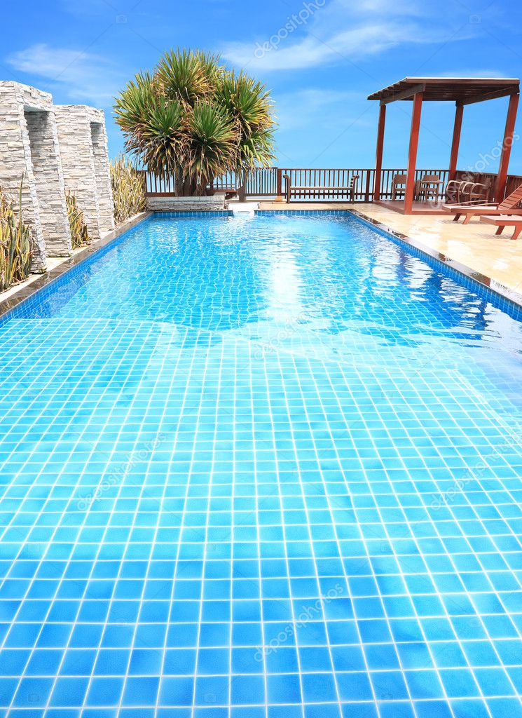 Second Swimming Pool On Top Of Roof Deck Building Stock Photo Image By C Keerati 126826932