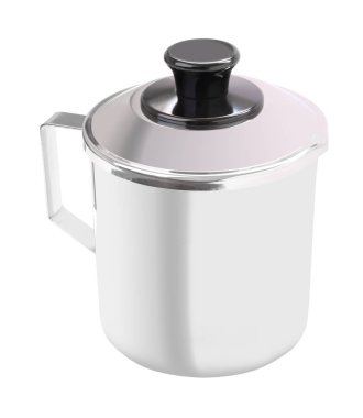 Üst yakın paslanmaz cilt payı Kupası beyaz arka plan üzerinde saplı.