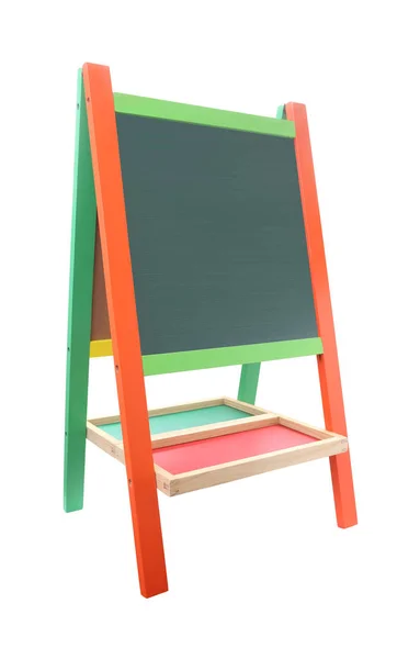 Chalkboard verde com moldura de cor no fundo branco . — Fotografia de Stock