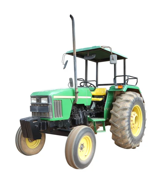 Old green tractor on white background. — Stock Photo, Image