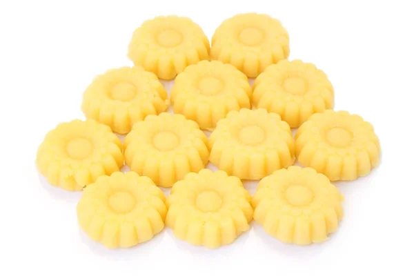 Mung bean pudding flower mold series on white floor. — Stock Photo, Image