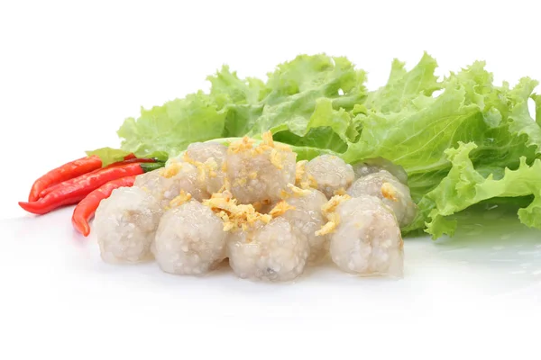 Palline Tapioca Con Ripieno Maiale Sul Pavimento Bianco — Foto Stock