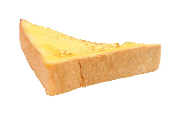 Seite Der Scheibe Toastbrot Und Butter Auf Weißem Hintergrund — Stockfoto