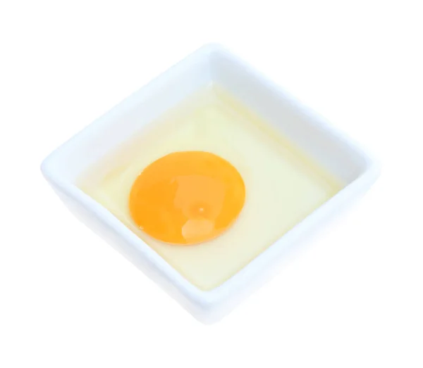 Raw Egg Rectangle Plate White Background — Stock Photo, Image