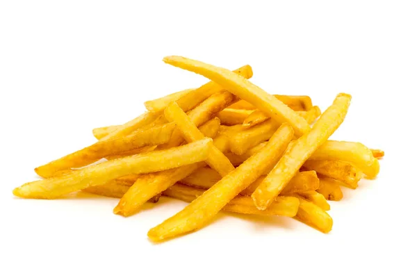 En hög med aptitretande pommes frites på en vit — Stockfoto