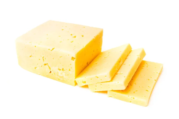 Φέτες τυρί σε ένα λευκό — Φωτογραφία Αρχείου