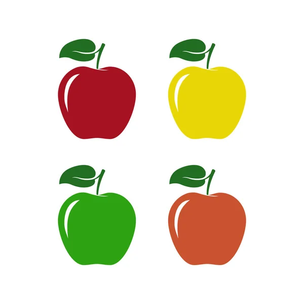 Pommes colorées fruits isolés . — Image vectorielle
