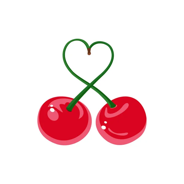 Cerises rouges Coeur.Vecteur — Image vectorielle