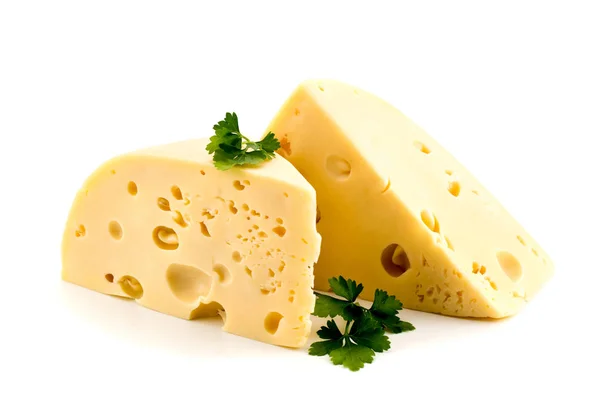 Sýr s petrželkou na bílém pozadí — Stock fotografie