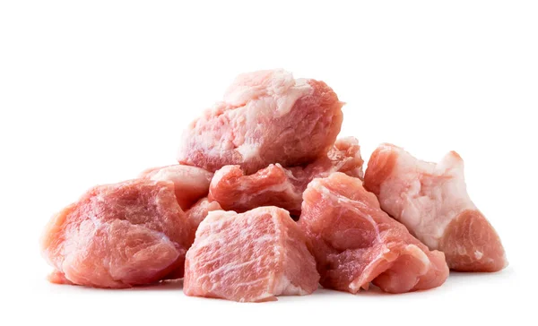 Pile of piece of raw pork meat on a white background. Isolated — Stock Photo, Image