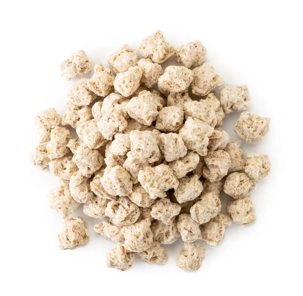 Pile of oat bran for fitness foods on a white. The view of the top. — Stock Photo, Image