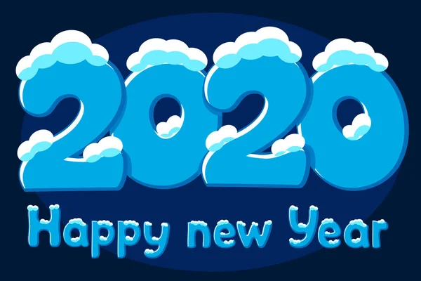 Κείμενο 2020 στο χιόνι, γραμματοσειρά χειμώνα. Νέο έτος — Διανυσματικό Αρχείο