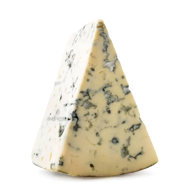 Pezzo di formaggio con stampo su sfondo bianco, isolato . — Foto Stock