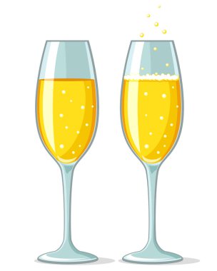 İki bardak köpüklü ve köpüksüz şampanya..